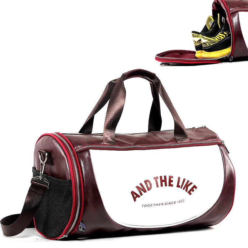 Fitness Shoulder Bag With Shoes Pocket Mixed Colors Travel Yoga Handbag Top PU Outdoor Sports Gym Bag Multifunction Training