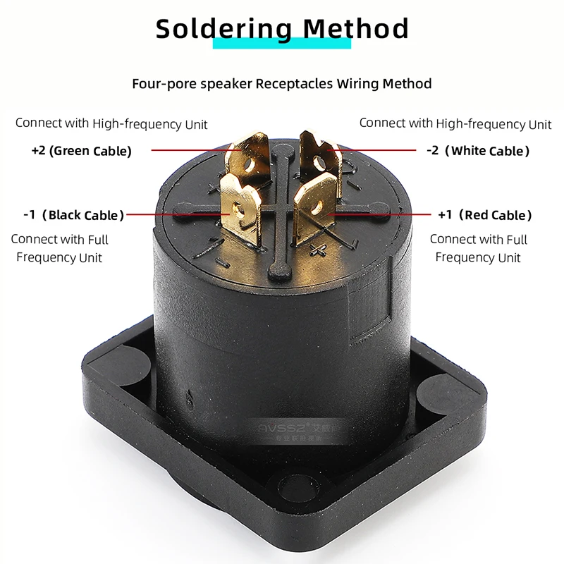 Avssz D-type Vier Poriën Speaker Connector Adapter Metalen Paneel Nikkel Vergulde Puur Koperen Contacten Stuk Audio Speakon socket