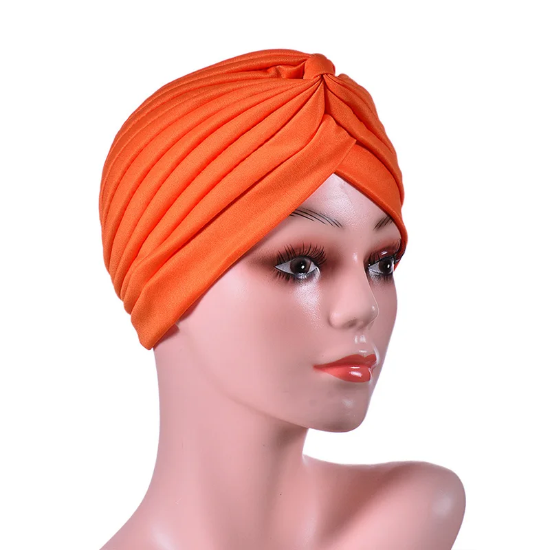 Muslim Women Turban India Solid Color Stretch Fashion Headscarf Sleep Night Cap Beanie Bonnet Hair Loss Chemo Caps Islamic Hat