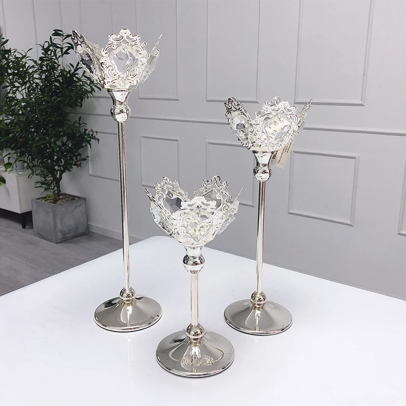 metal candle holder Silver candle stand wedding event candelabra candle stick goblet candle holders Restaurant bar home decor