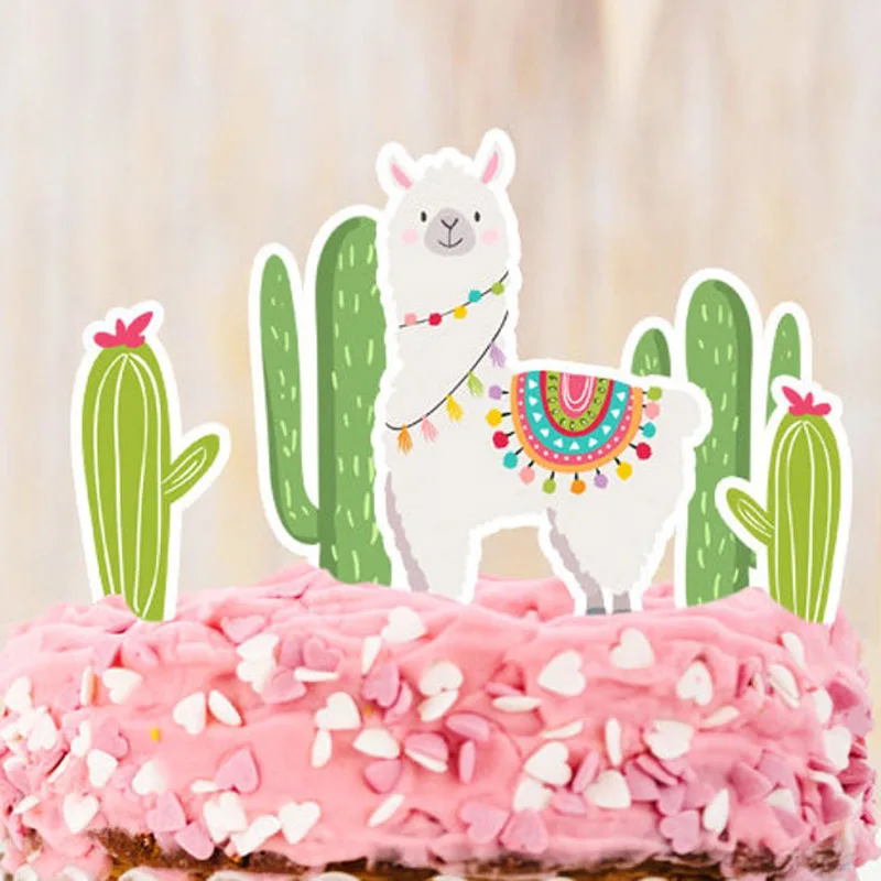 Llama Cake Topper Llama Birthday Llama Party Decor Fiesta Mexican Girl Birthday Cake Name Banner - view 2