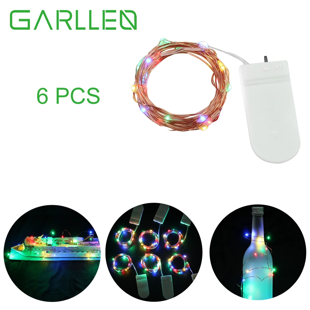 GARLLEN 6 PCS 2 meters 20LED Battery Operated Copper Wire Colorful Fairy Waterproof String Lights For Christmas Party Wedding