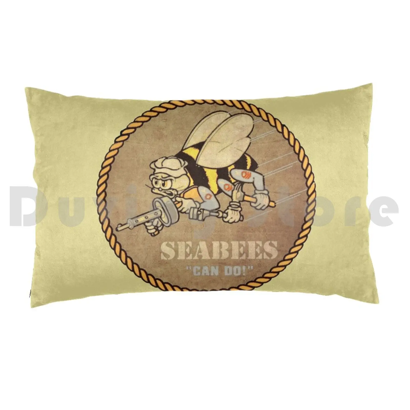 Seabees Ww2 Patch Pillow Case Printed 50x75 Seabees Ww2 Patch Bees Skull Bomber Number 7 Usa Airforce Boeing