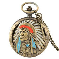 Montre de Poche Antique pour Homme, Indienne des Prairies, Pendentif en Alliage, Slim