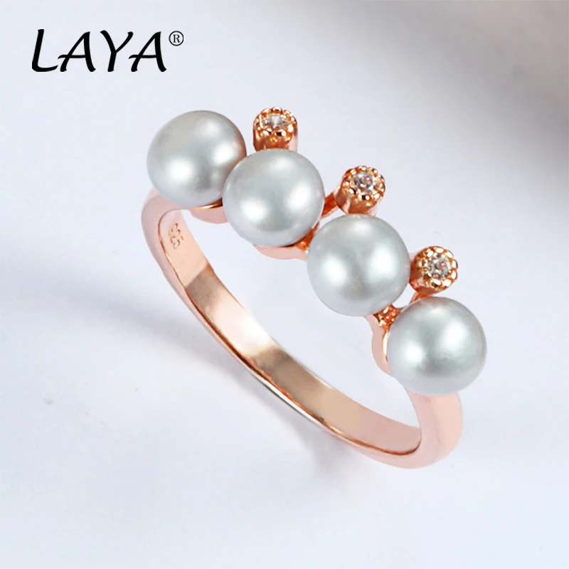 Laya 925 Sterling Silver Fashion Fresh Water Pearl Ring Elegant French Light Luxury Ring For Women Office Jewelry Accessories