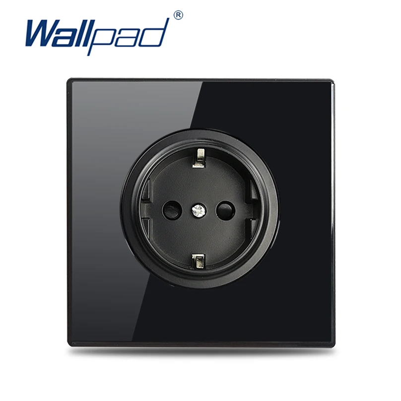 Wallpad EU French UK Universal US Wall Socket USB Charger TV CAT6 Satellite HDMI Outlet Black Glass Round Corner L6 Range