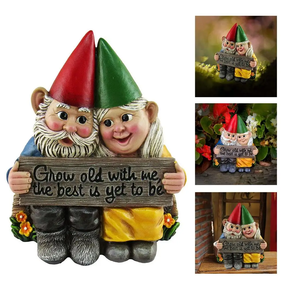 Garden Dwarf Couple Doll Pendant Resin Garden Statue Craft Decoration Christmas Gift Home Store Decoration