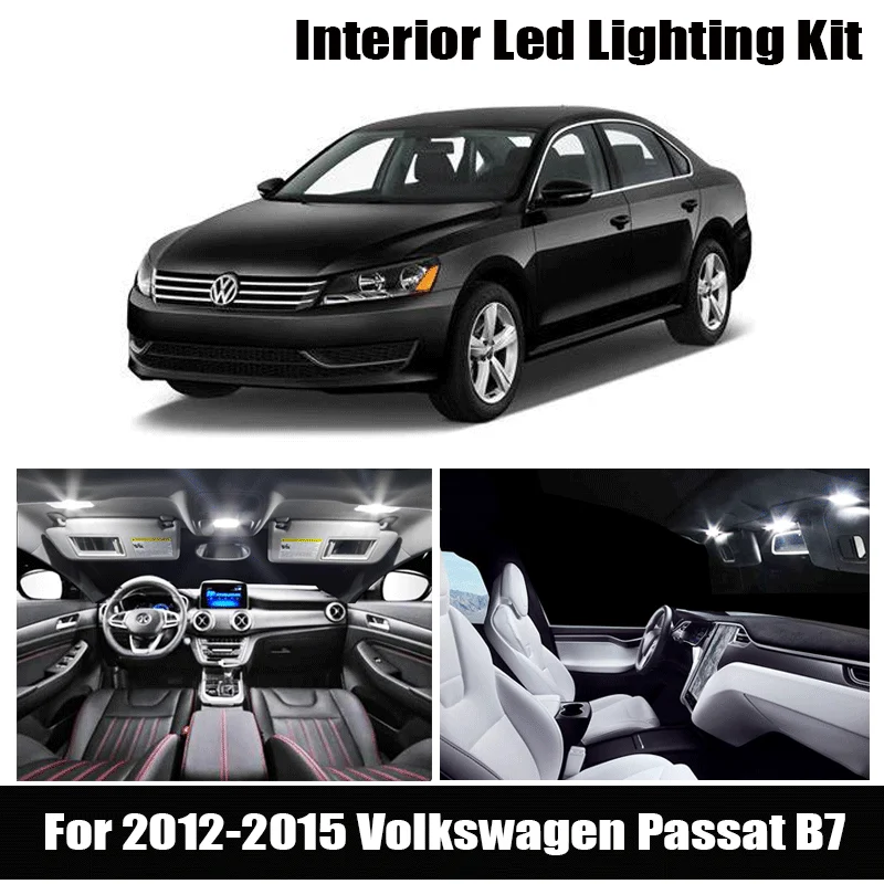 Canbus LED interior dome map light kit +license plate lamp bulb for 2012-2015 Volkswagen VW Passat B7 sedan variant Estate