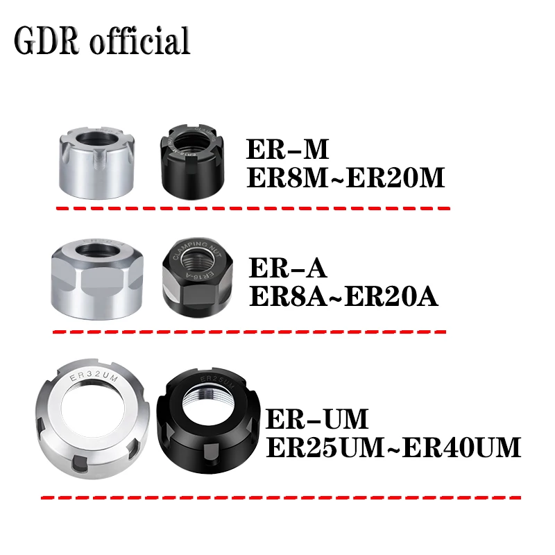 ER collet nut ER8 ER11 ER16 ER20 ER25 ER32 ER40 A M UM Type GER SK ISO MS OZ ER nut Collet Chuck tool holder bracket tool