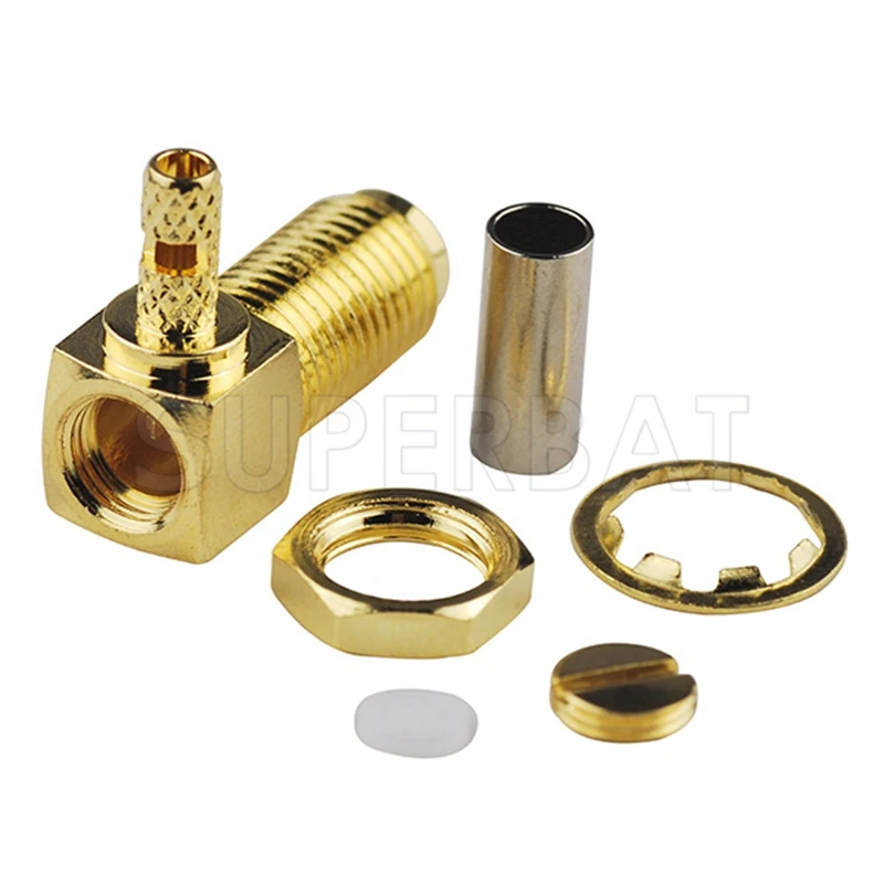 Superbat SMA Female Right Angle Crimp RF Coaxial Connector for Cable RG316 RG174 RG188 LMR100