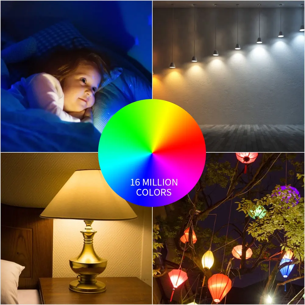 CBE E27 لمبة ذكية واي فاي بلوتوث RGB + أبيض 9 واط LED مصباح التحكم عن بعد 220 فولت-240 فولت وظيفة الموقت العمل مع أليكسا جوجل المنزل