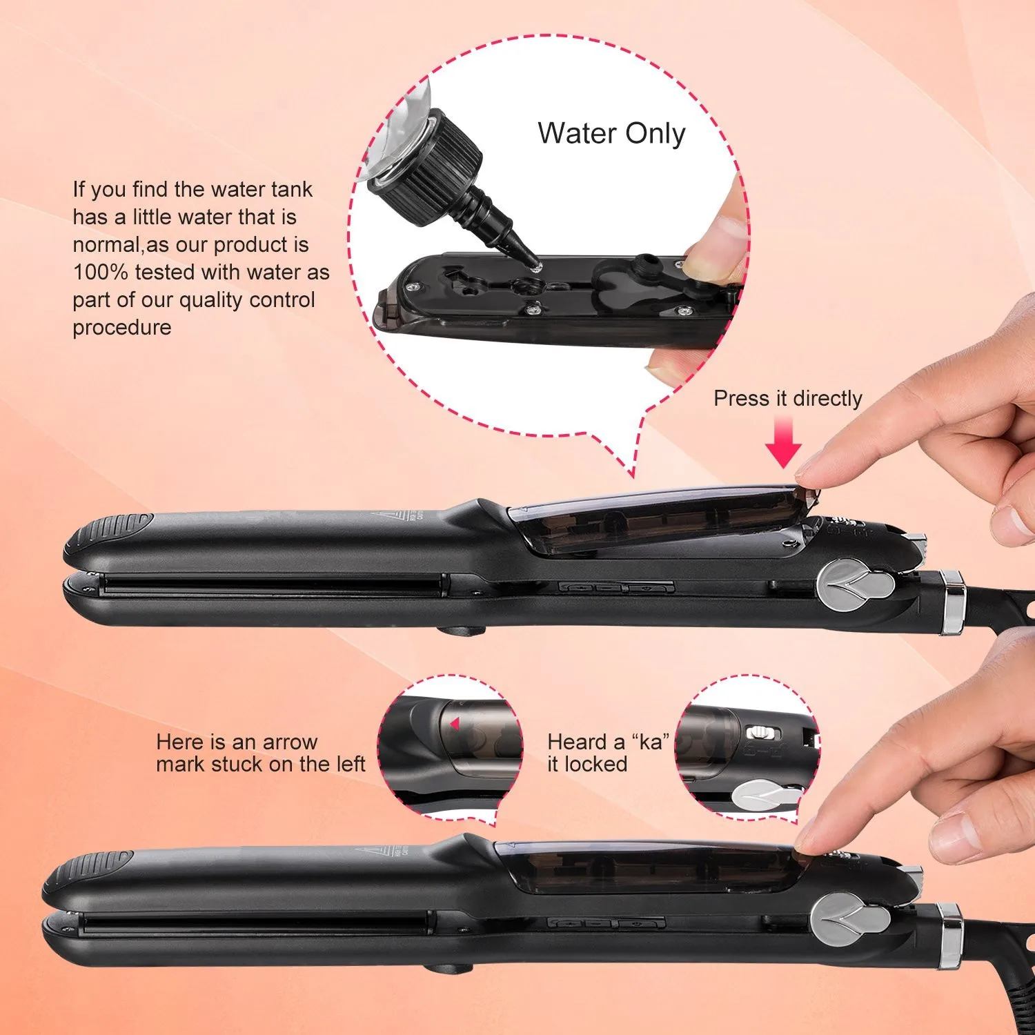 Alisador e fazedor de cachos nos cabelos a vapor e de cerâmica, alisa e encaracola os cabelos de acordo com o estilo desejado, padrão profissional, ferramenta para cabelos a vapor escova alisadora escova secadora e a