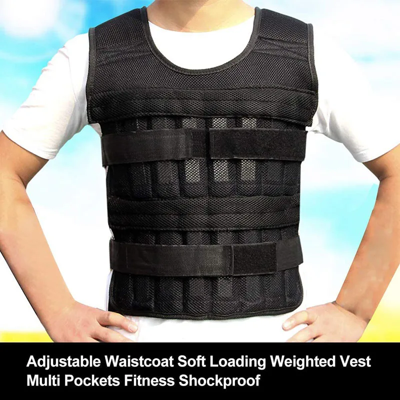 15KG 30KG Loading Weight Vest Adjustable Weights Jacket Breathable Shockproof with Multi Pockets For Running Weight Lifting