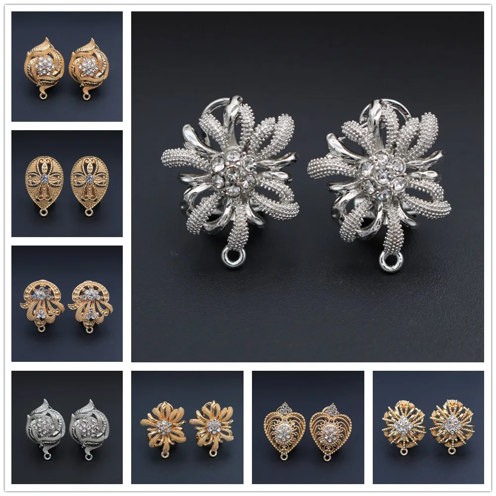 

10pairs Trendy Earrings Post Linker Connectors Base for Women Bridal Gold Rhodium Long Dangle Statement Drop Earrings Making