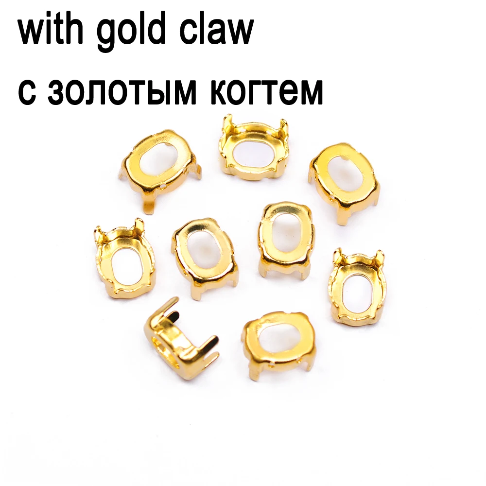 CTPA3bI 4128 di Forma Ovale Strass Claws Cuce sul Vuoto Le Impostazioni di Artiglio di Oro/Argento Artiglio 27 millimetri 35 millimetri FAI DA TE