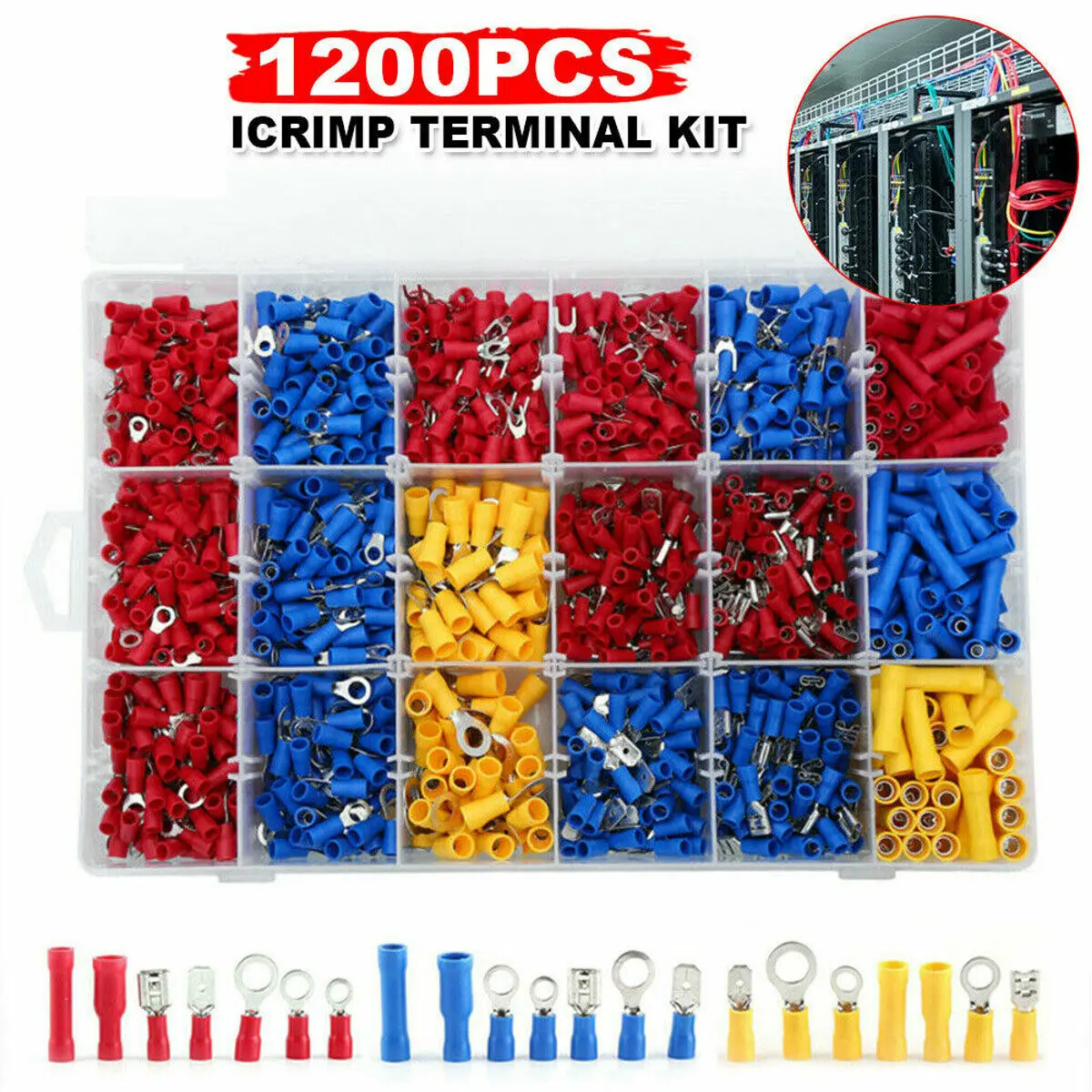 

1200pcs Crimp Spade Terminal Assorted Electrical Wire Cable Connector Kit Crimp Spade Insulated Ring Fork Spade Butt Set