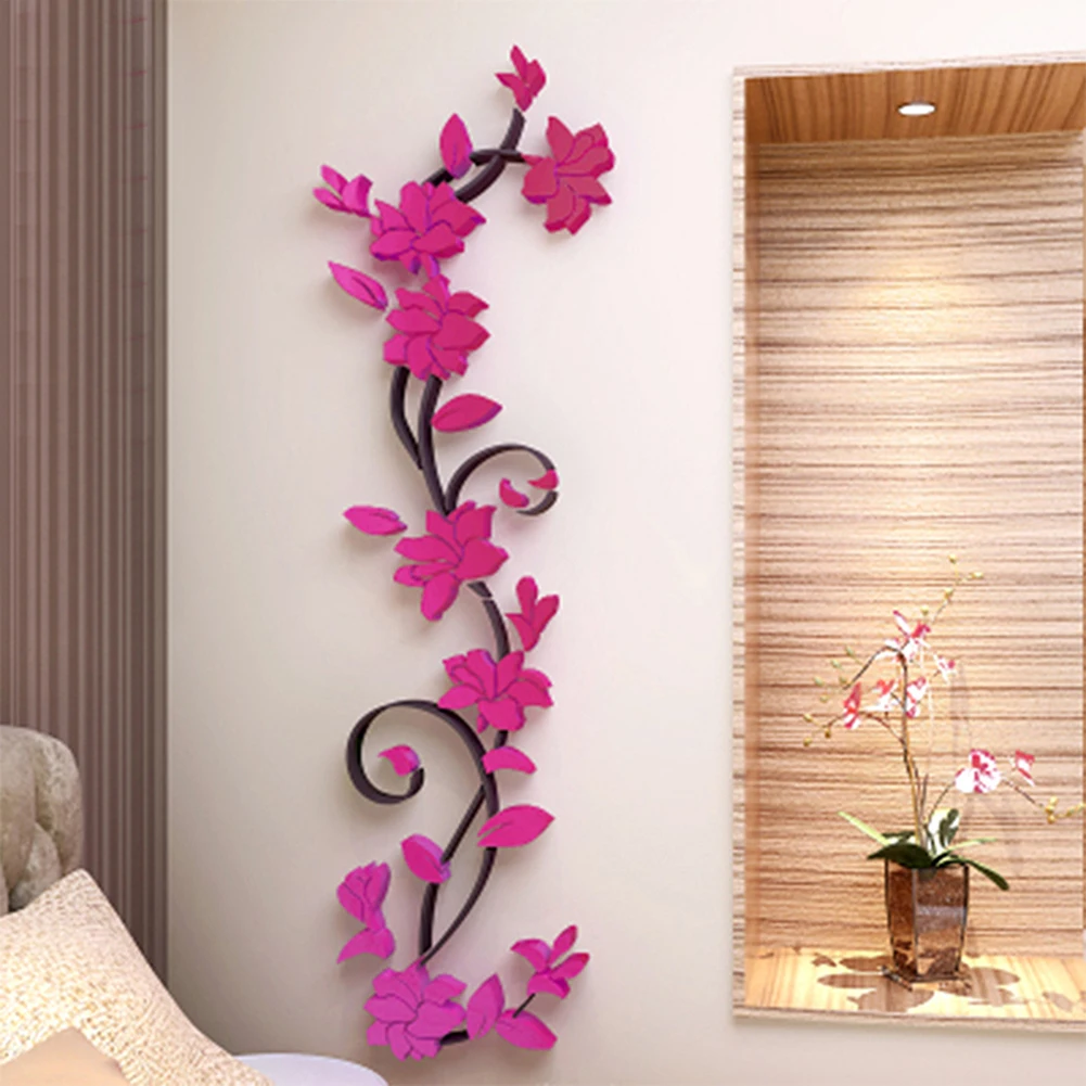 1Pcs 3D DIY Vase Flower Tree Removable Art Vinyl Wall Stickers Decal Mural Home Decor For Home Bedroom Decoration Hot Sale