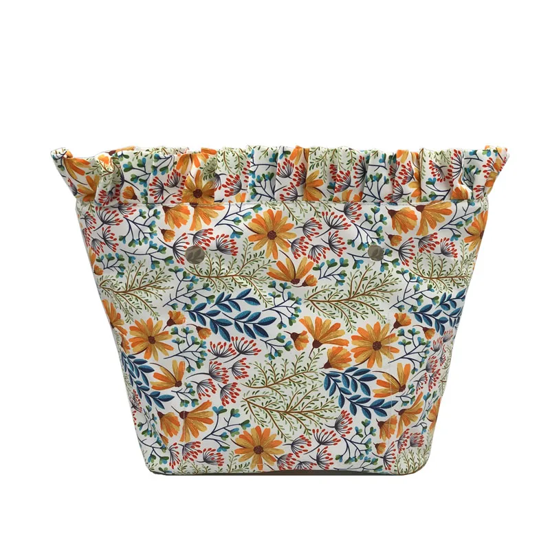 Classic Mini Floral Border Lining for O bag women bag Colorful Print Inner Zipper Pocket For Obag insert waterproof coating