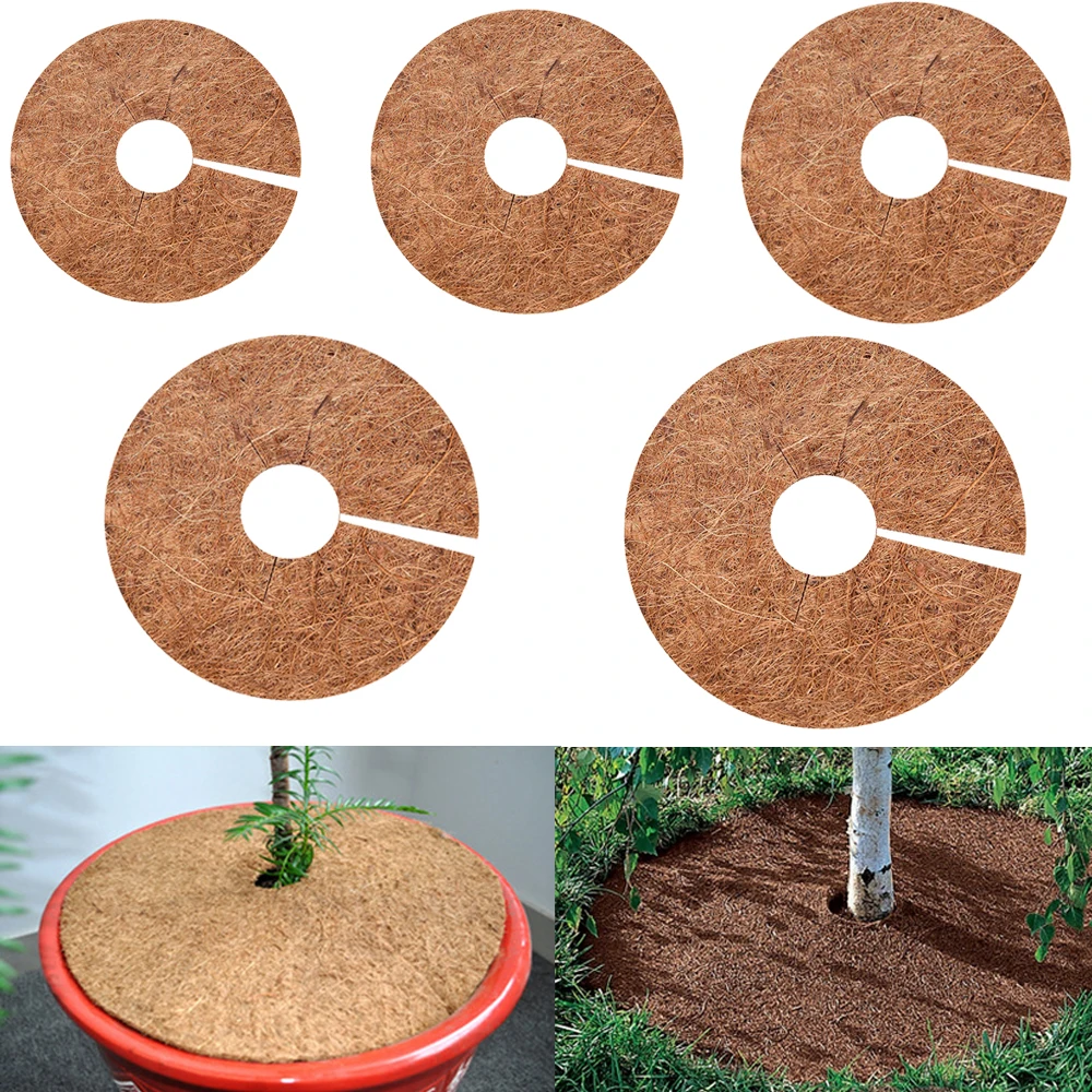 

15pieces round coconut shell fiber plant mulch film 25/30/35/40/45cm 5 sizes of weed-proof trunk protective Anti-cold ring mat