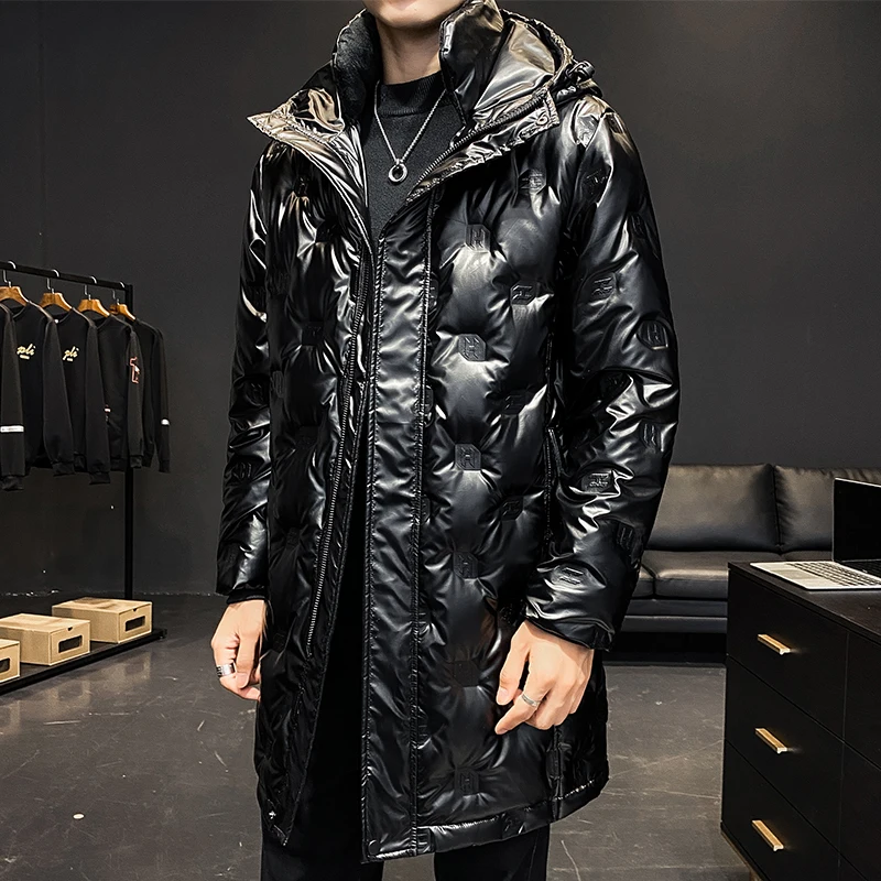 2021 new winter down jacket men's long style fashion couple thickened warm hooded coat brand white duck down high quality coat