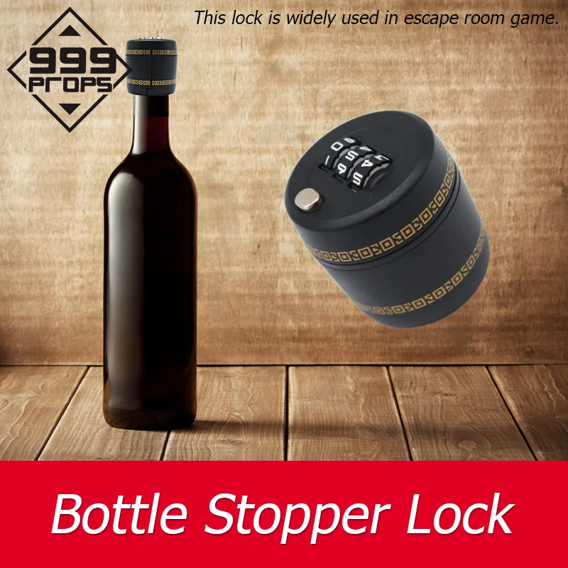 bottle lock liveroom escape game 3-digit puzzle Lock place the lock on narrow-neck bottle to hide clues 999PROPS