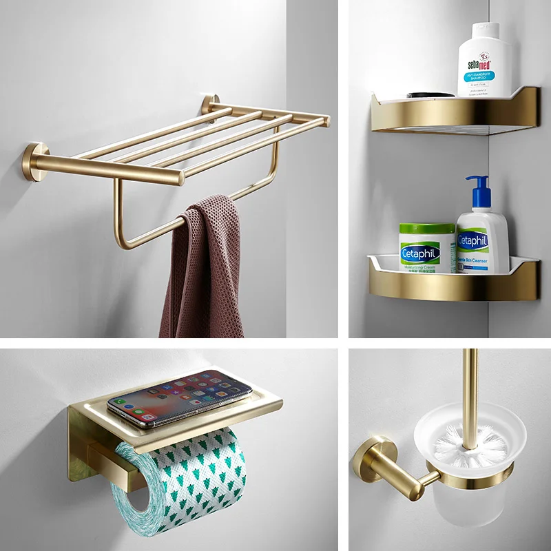 Black Gold Bathroom Accessories Set Brass Towel/Paper Rack/Ring Toilet Brush Holder Hooks Corner Shelf Soap Dish Bath Hardwar