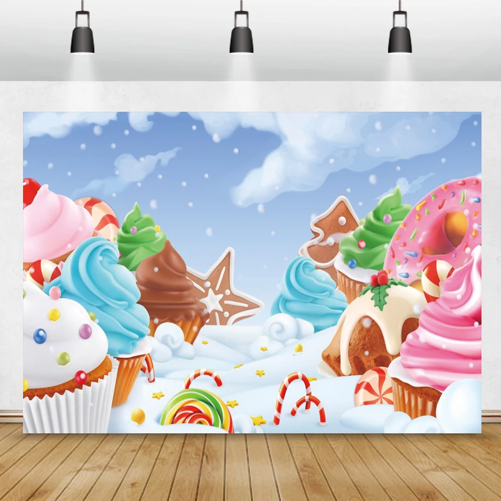

Laeacco Photo Backdrops Pink Ice Cream Candy Bar Lollipops Baby Party Cartoon Photographic Backgrounds Photocall Photo Studio