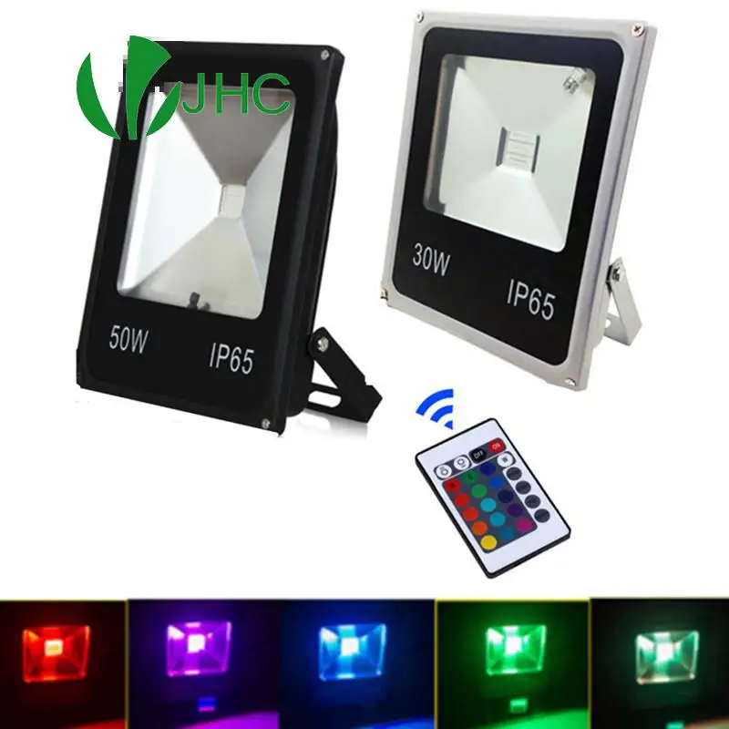 

Outdoor LED RGB Spotlight 50W Flood Lights 10W 20W 30W 24 key Remote Controller Waterproof Multicolour 230v Landscape Lighting