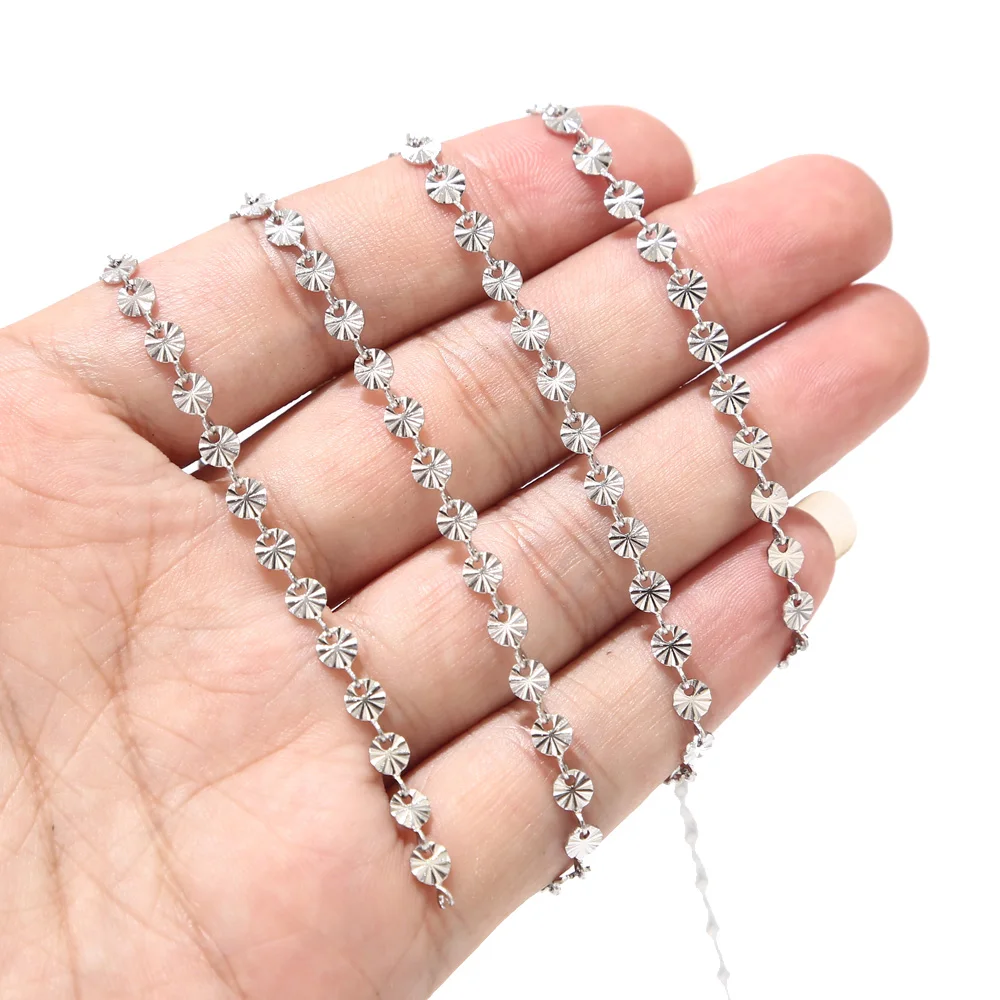 

New Arrival 4mm Width Stainless Steel round flower Decorative Chain for DIY jewelry crafts Making Necklace Bracelets Link Chains