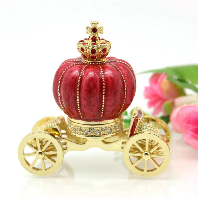 Mini Keepsake Box Birthday gift Valentine's Day Enamel Craft Princess Pumpkin Car Jewelry Box Jewelry Storage Box Decoration