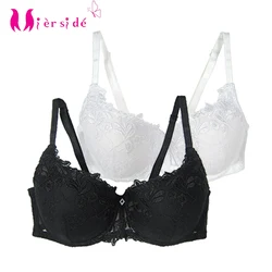 Mierside 401-135 2Pieces/Lot Women Bra Lace Cotton 2Color Embroidered Push up Hot Sexy Underwear Young Girl 32-38 A/B/C/D
