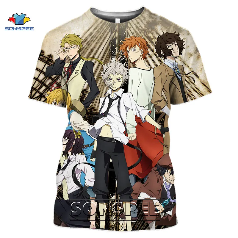 Cosplay Bungou Stray Dogs Shirt 3D Print Detective Suicide Comics Tshirts Oversized Men's T-shirts Graphic Women Gym Clothing image 3