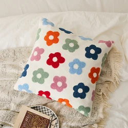 Floral Cushion Cover 45x45cm Chic Daisy Dandelion Embroidery Home Decoration Pillow Cover for Sofa Bed Chair Living Room