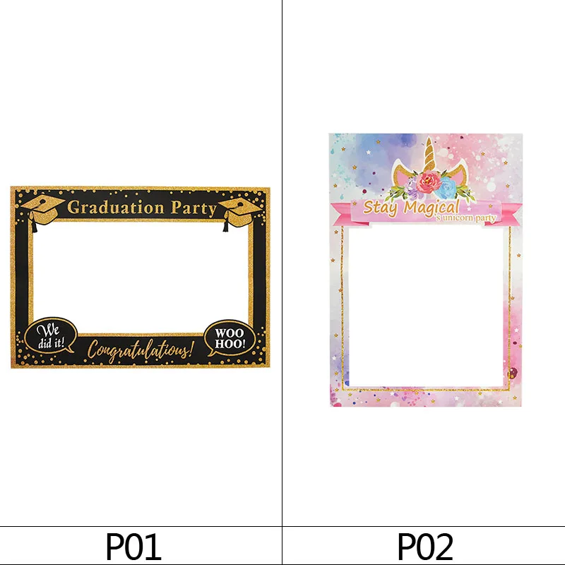 1Pcs Black Gold Graduation Frame Graduation Party Booth Props Graduation Photo Decor DIY Photo Props Graduation Party Supplies