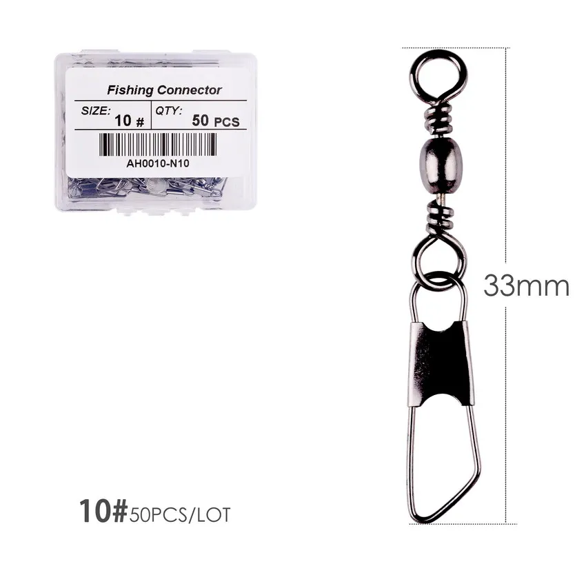 50 Teile/schachtel Messing Barrel Angeln Wirbel Solide Ringe Angeln Pin Linie Stecker Angelhaken mit Verriegelung Snap Wirbel Tackle-Tool