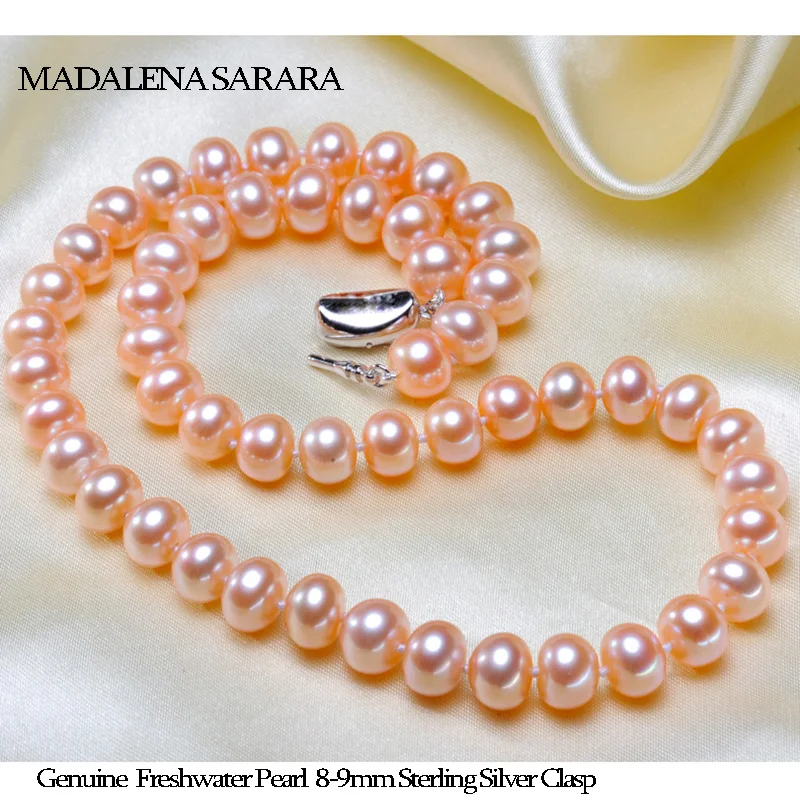 MADALENA SARARA 8-9mm AA Near round Freshwater Pearl Necklace  Bracelet and Earring Set For Jewelry Gift