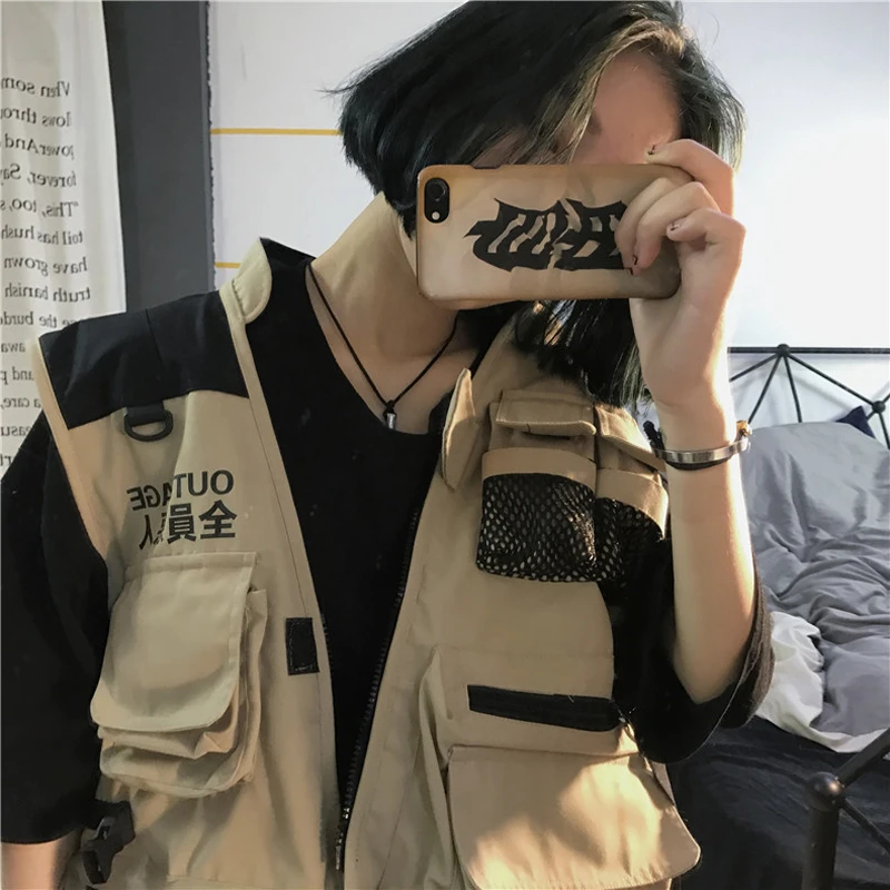 Tactical Cargo Vest Men 2023 Spring Summer Men Coat Sleeveless Jacket Casual Men Vest Coat