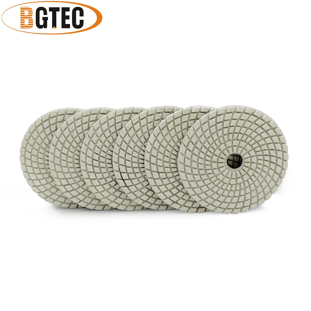 BGTEC 4inch 6pcs #50 Professional wet diamond flexible polishing pads 100mm sanding disc for granite, marble, ceramic