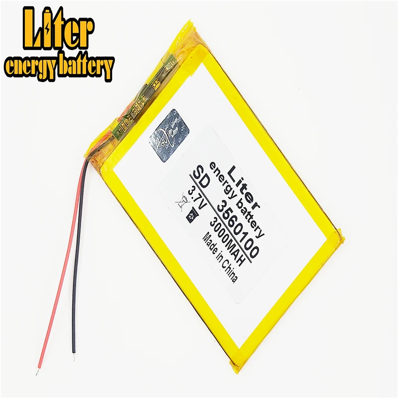 3,7V,3000mAH, 3560100   bateria de polímero de lítio para 3,7V 3560100   PLUG tablet pc, GPS, mp3, mp4, telefone celular, bateria recarregável de alto-falante