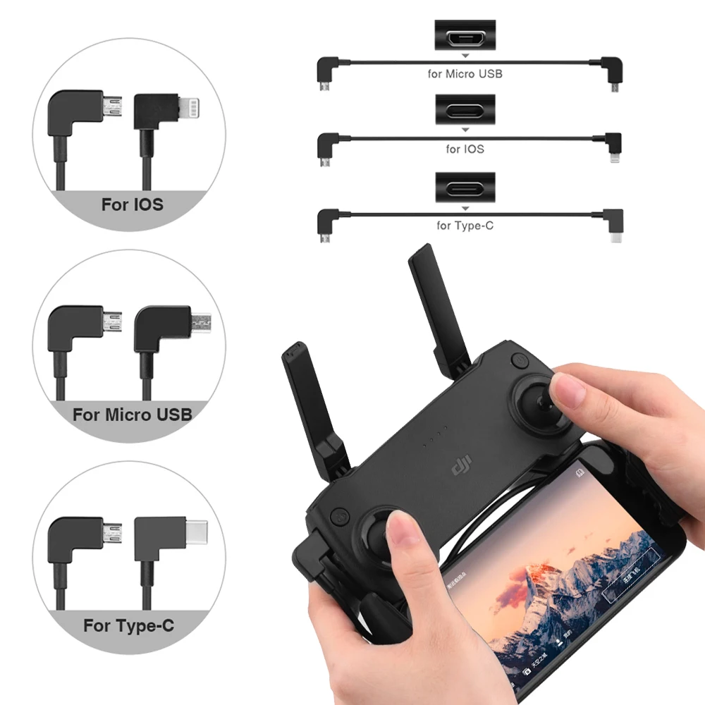 OTG Data Cable for DJI Mavic Pro Air 2 Zoom Pro Mini/Mini SE Spark Drone Connector Tablet Phone Type-C Micro-USB Wire