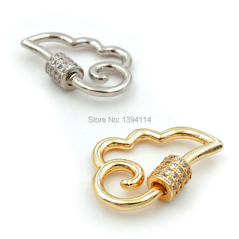 26*13*6mm Micro Pave Clear CZ Wing Screw Clasps Accessories