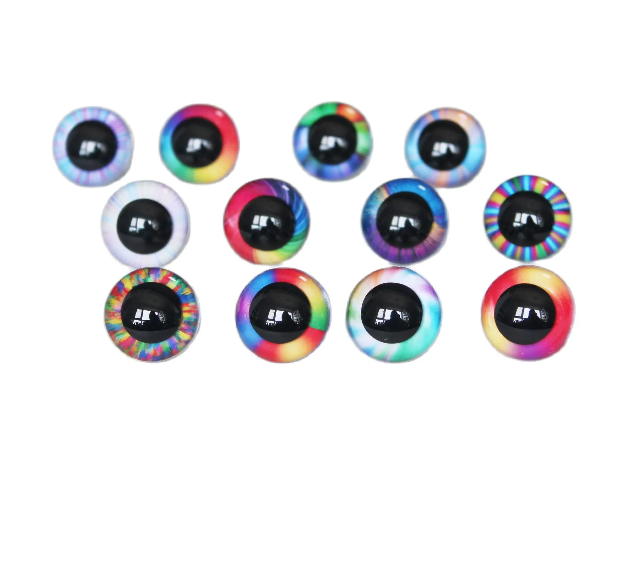 20PCS  9MM-20MM RAINBOW COLOR  round toy safety eyes +washer for plush  doll findings-size STYLE  option--R12