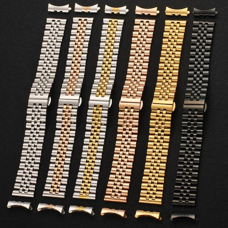 12-22mm Universal Solid Stainless Steel Flat Curved Ends Wrist Watch Band Strap Men Women Metal Bracelet Belt 12 14 16 18 20 22