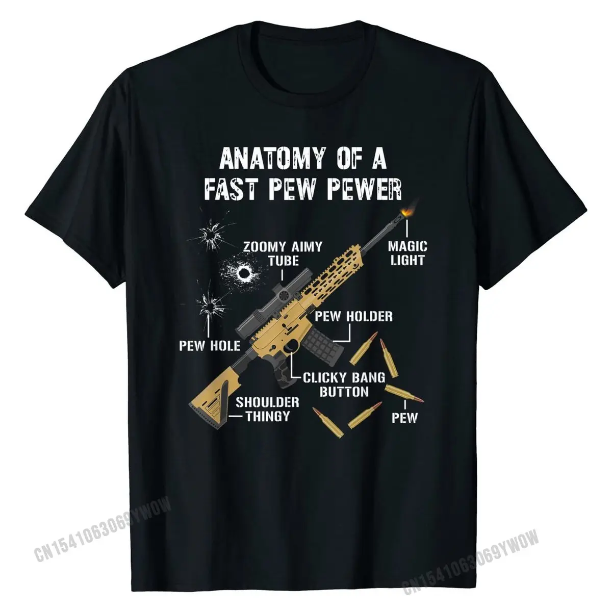 Funny Anatomy Of A Pew Pewer Rifle Gun Amendment Saying T-Shirt Tshirts Personalized Fashion Youth Tops Tees Personalized Cotton