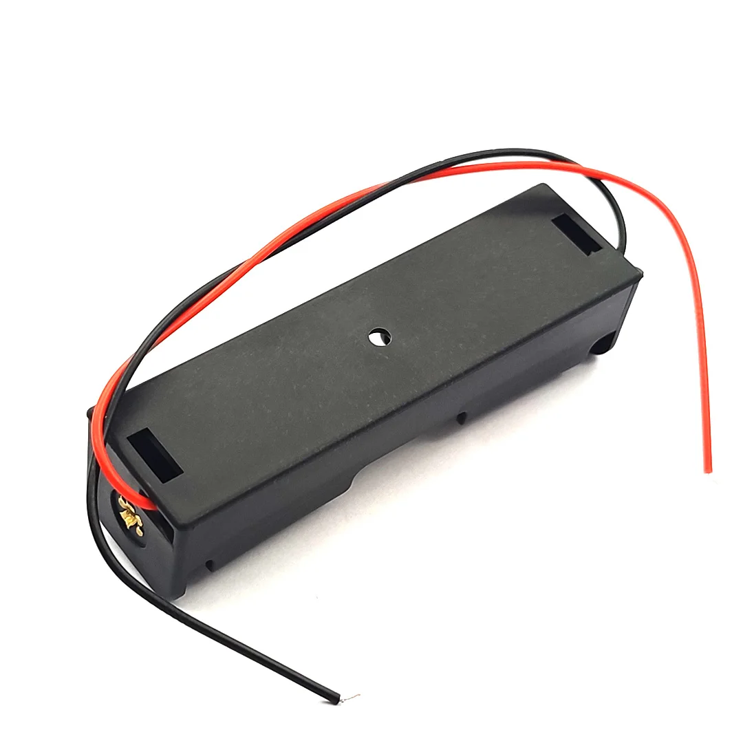 New Plastic 18650 Battery Case Holder Storage Box with Wire Leads for 18650 Batteries 3.7V Black