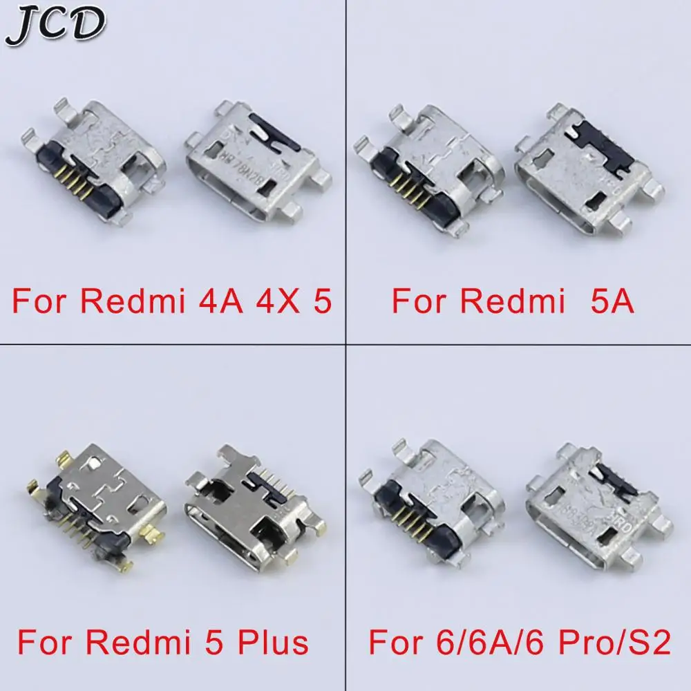 JCD 10PCS Mini Micro USB Charging Dock Port Connector Socket Power Plug Jack for xiaomi redmi 4A 4X 5 5A 5PLUS 6 6A 6PRO S2