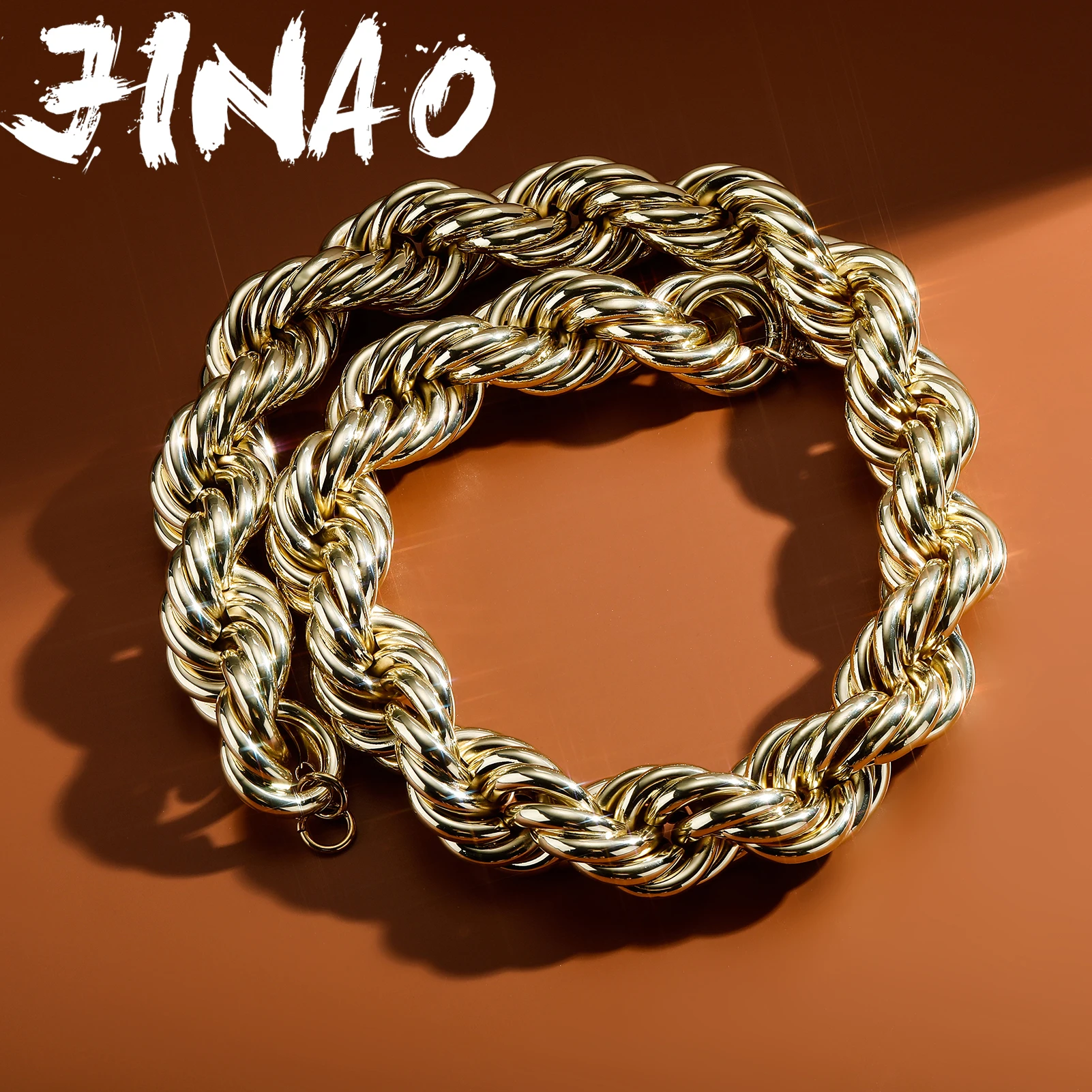 JINAO European and American Style Width 30mm Rope Chain Necklace 30 inch Long Choker Chains For Women And Men HIP Hop Jewelry