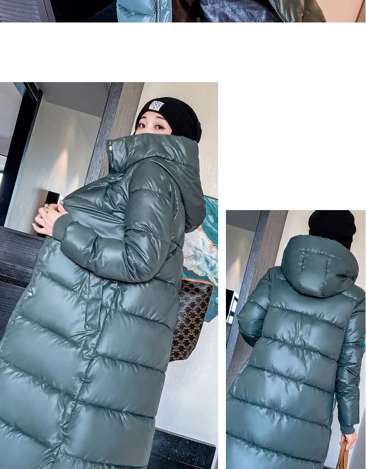 2026 Winter Long Down Jacket Women's Fashion Thick Cotton Parkas Outwear Plus Size 4XL Loose Windproof Hooded Snow Coat Female