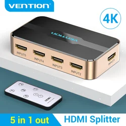 Vention przełącznik HDMI 4K 5 w 1 wyjście dla XBOX 360 PS4 inteligentny Android HDTV PC HDR 5-portowy rozdzielacz HDMI 5x1 HDMI przełącznik Adapter