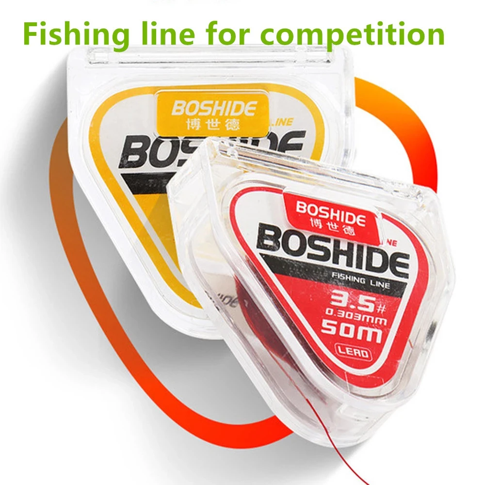 Ligne de pêche de compétition de 50m, fil de pêche super solide, ligne plus invisible, pas de mémoire, ligne en nylon revêtue de fluorocarbone